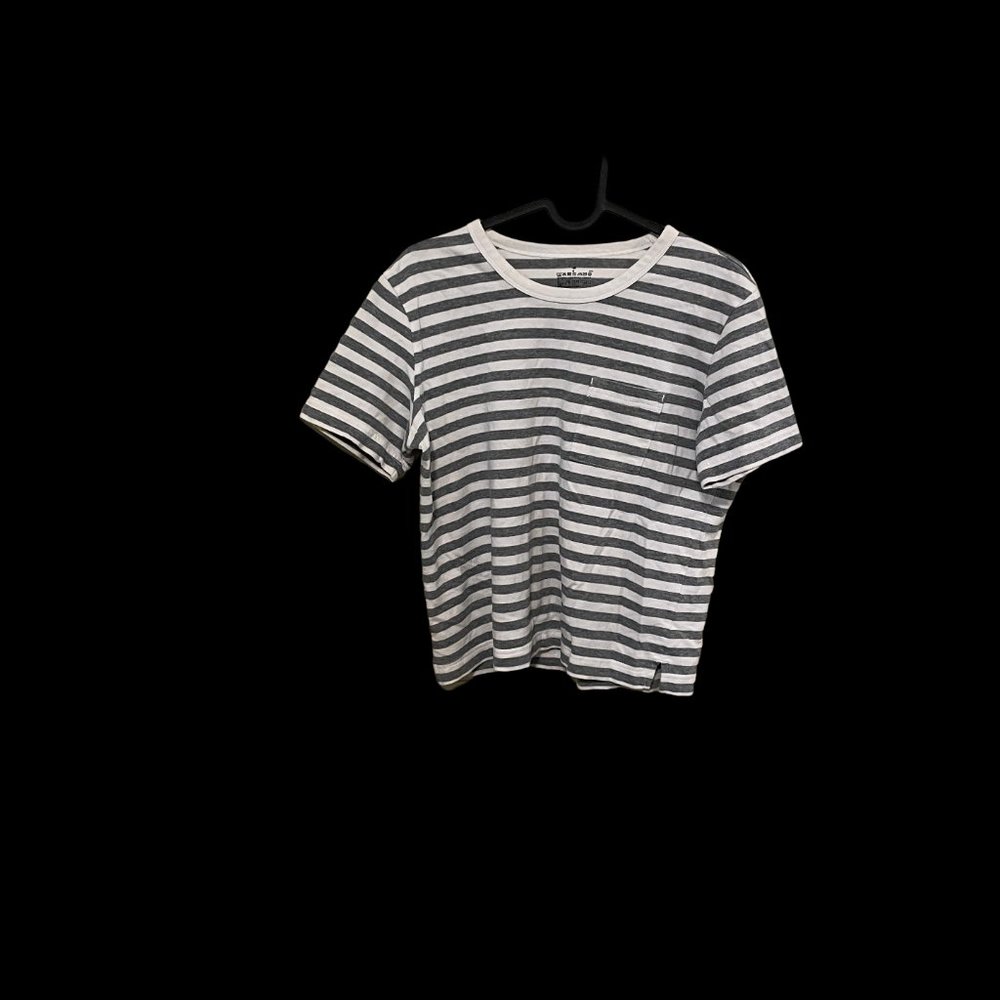 MUJI Grey and White striped t-shirt Women's M (fits like S)